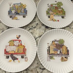 Melamine plate Set with vintage trucks.  New never used.